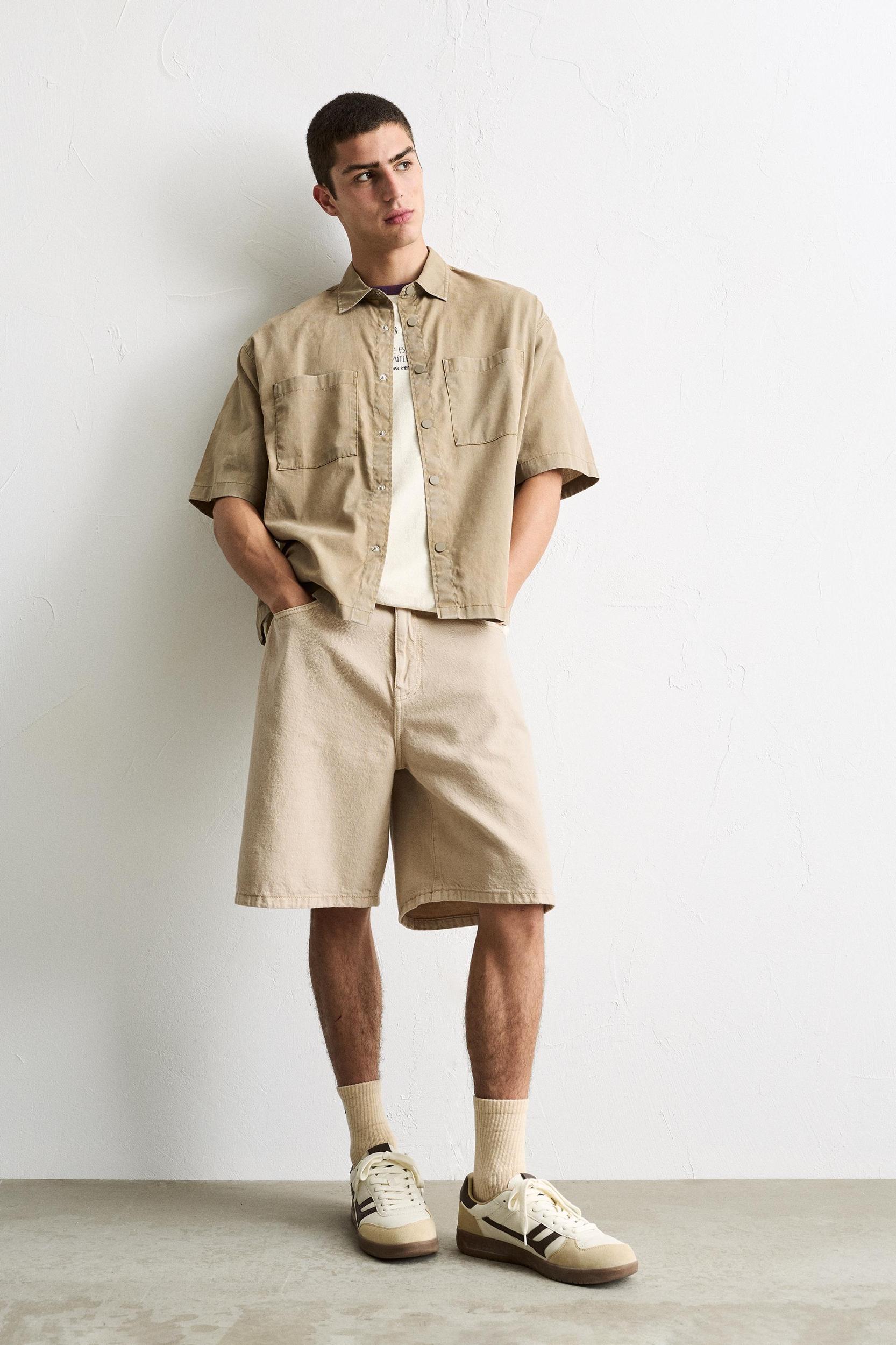 Baggy denim Bermuda shorts Product Image