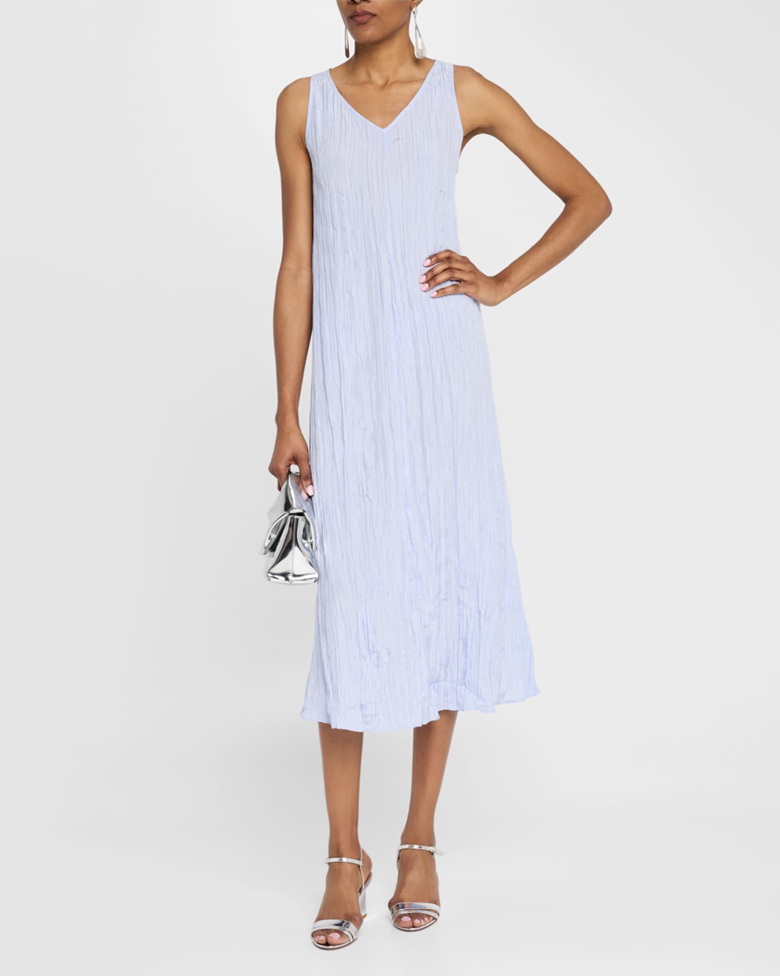 Sleeveless Crinkled Silk Midi Dress Product Image