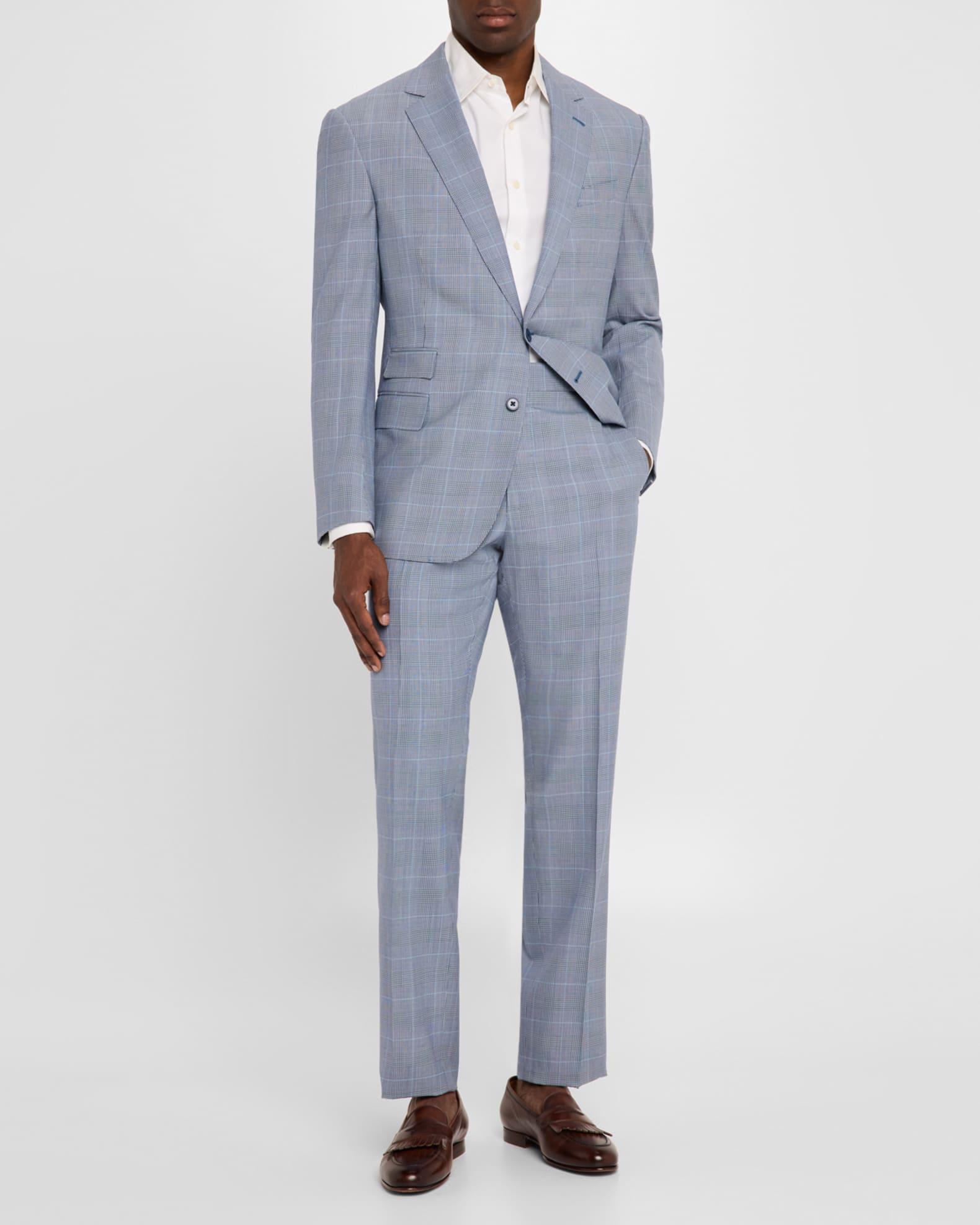 Mens Kent Hand-Tailored Glen Plaid Suit Product Image