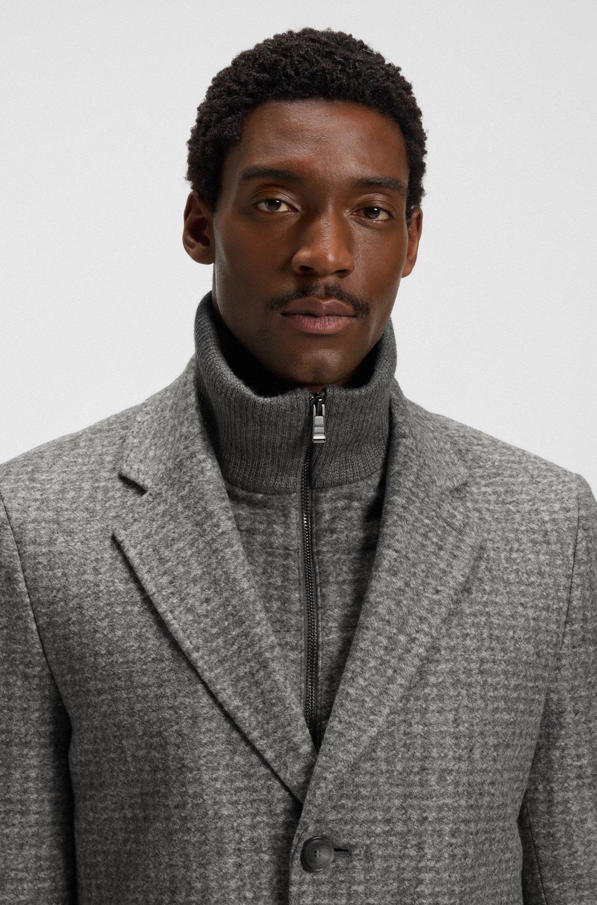 Slim-fit coat with detachable inner Product Image