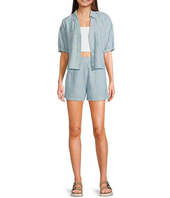 Copper Key Linen Stripe Coordinating Pull On Shorts Product Image