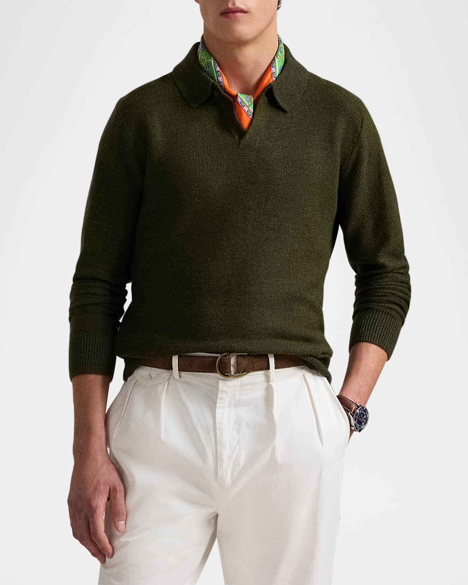Men's Linen-Cashmere Johnny-Collar Sweater Product Image