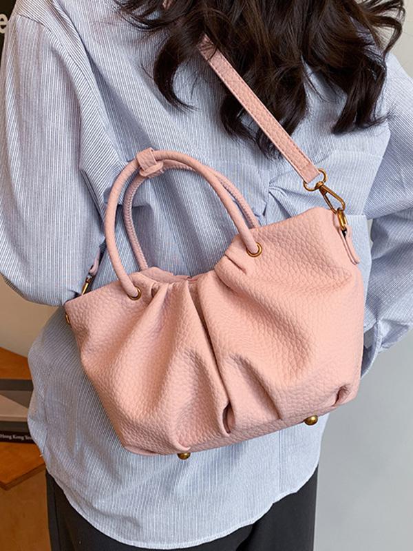Pleated Solid Color Zipper Crossbody Bags Handbags Product Image
