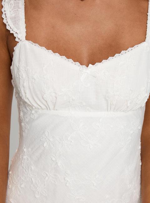 Beacall Embroidered Mini Dress White Product Image