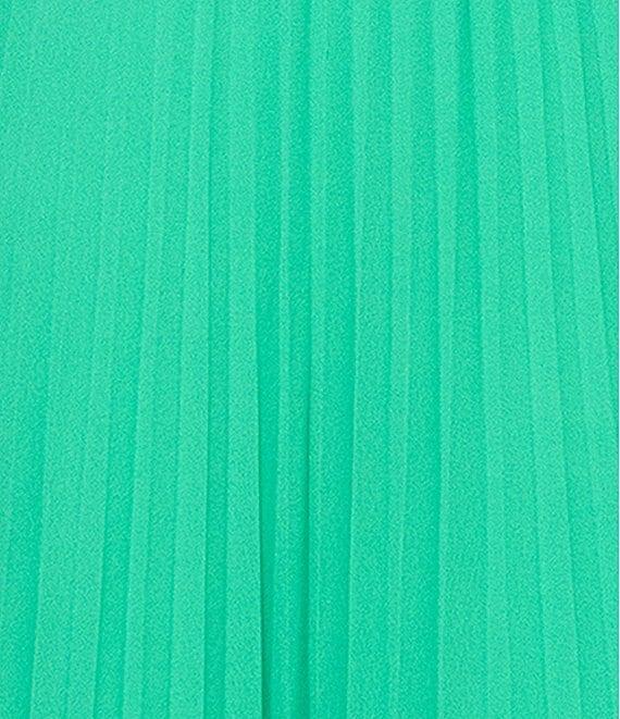 Xscape Pleated Chiffon Split V-Neck Sleeveless A-Line Gown Product Image