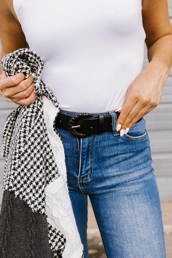 Chic And Sensible Faux Leather Belt In Black Product Image