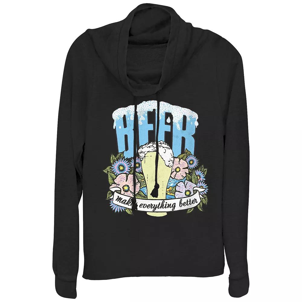 Women's Beer Makes Everything Better Cowlneck Graphic Lightweight Long Sleeve,  Product Image