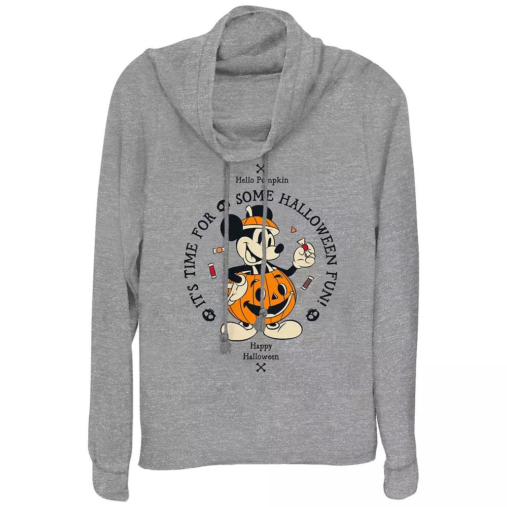 Disney's Mickey Mouse Hello Pumpkin It’s Time For Some Halloween Fun Women's Cowlneck Graphic Lightweight Long Sleeve,  Product Image
