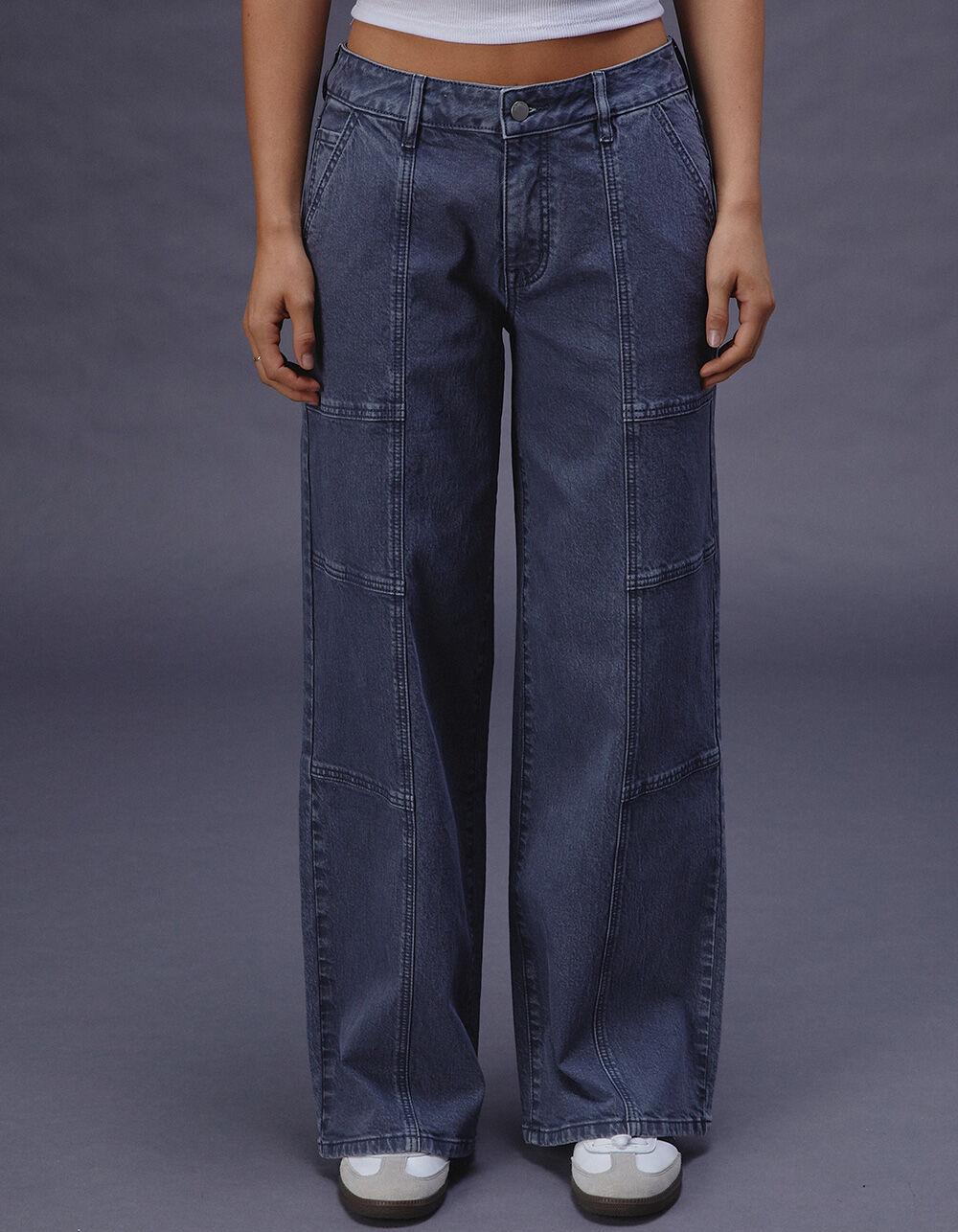 RSQ Womens Mid Rise Seam Loose Fit Pants - DK KHAKI Product Image