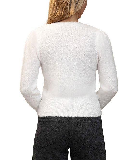 Stevie by Steve Madden Long Sleeve Tinsel Mink Yarn Pleated Pullover Sweater Product Image