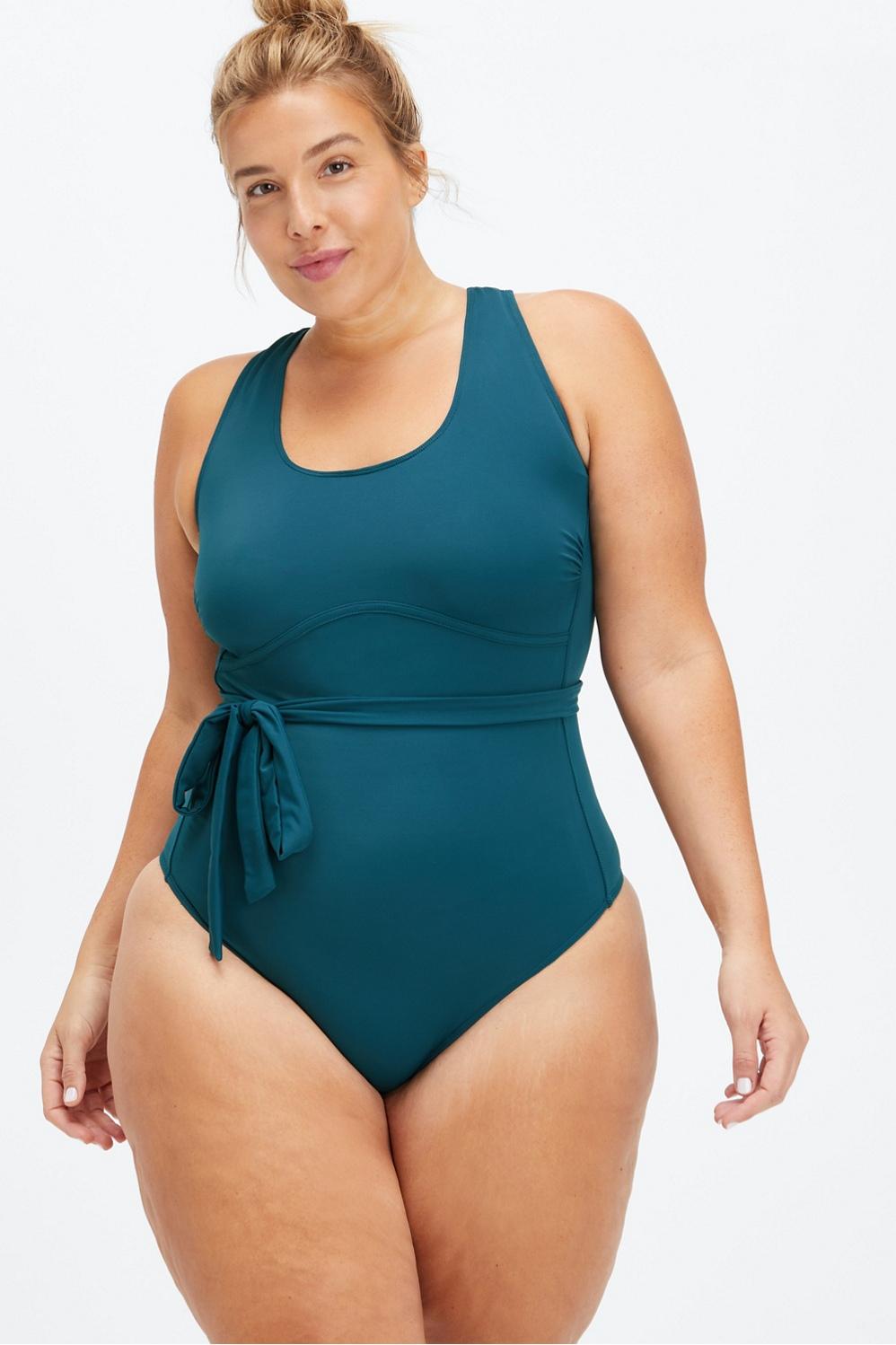 Fabletics Lace-Up Racerback Swimsuit Womens blue plus Size 4X Product Image