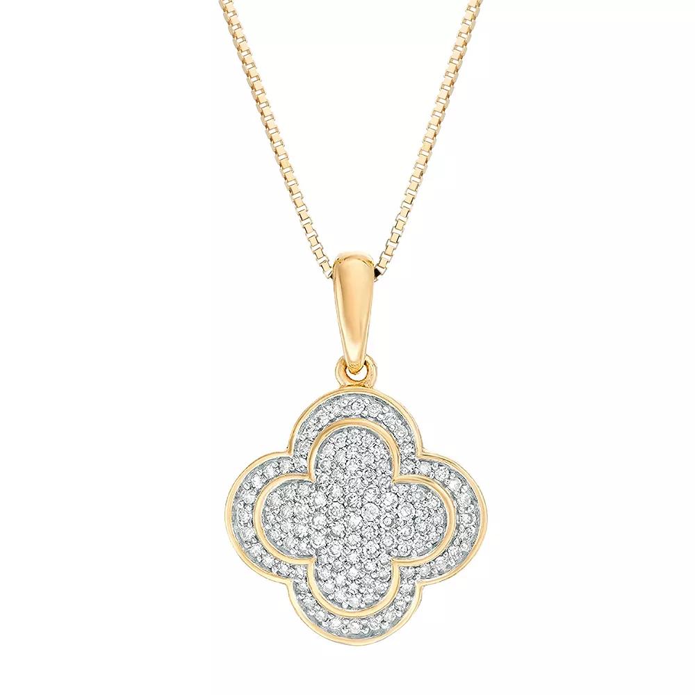 Gemminded 10k Gold 1/5 Carat T.W. Diamond Clover Pendant Necklace, Women's, Size: 18" Product Image