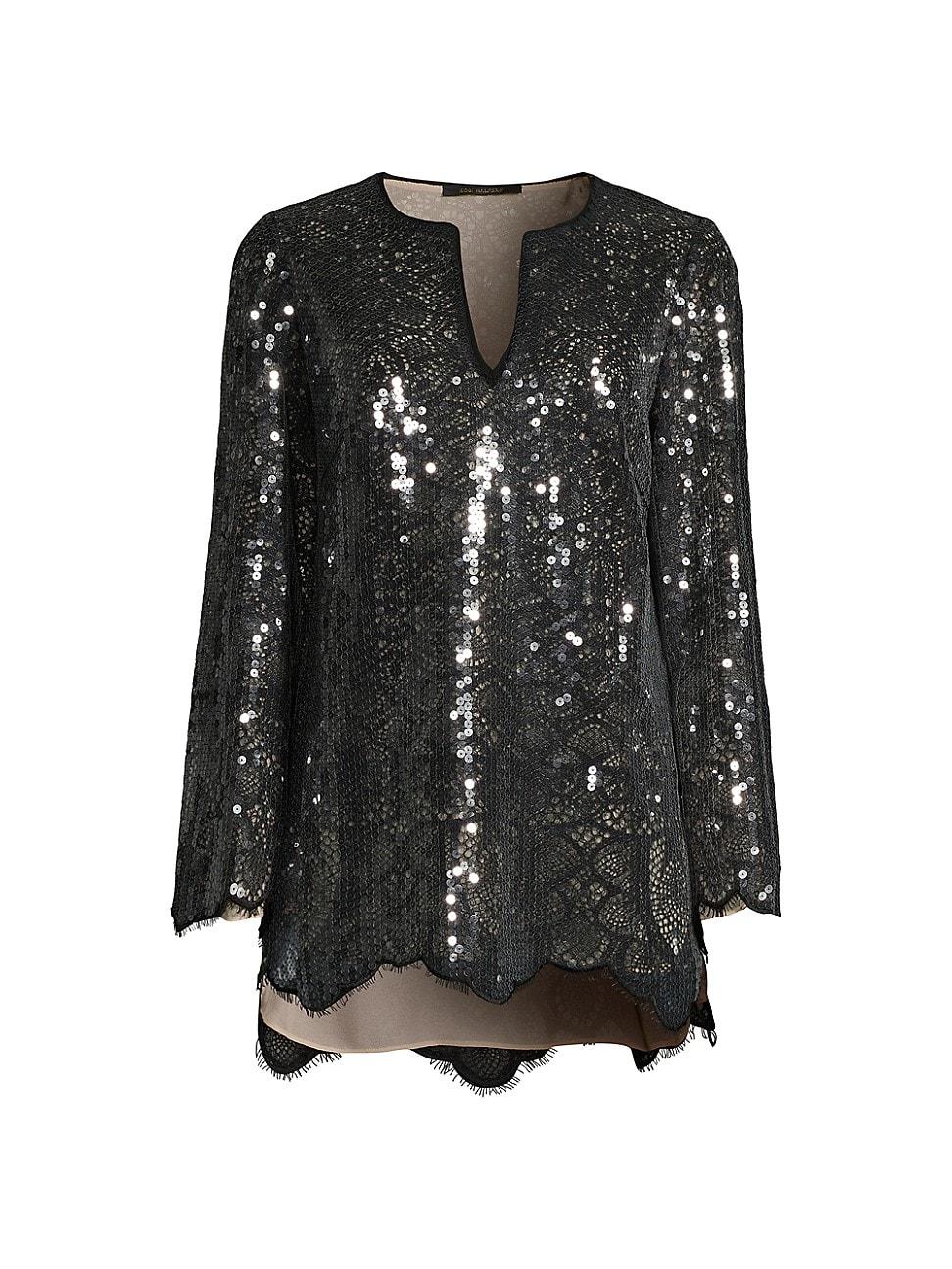 Womens Ellie Sequined Cotton-Blend Lace Tunic Product Image