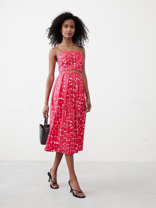 Poplin Pleated Midi Skirt Product Image