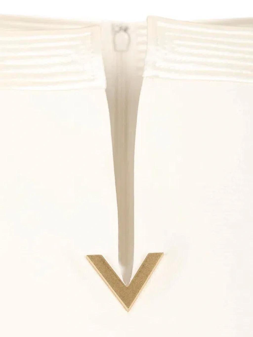 VALENTINO Embellished Silk Satin-trimmed Wool And Silk-blend Crepe Mini Dress In White Product Image