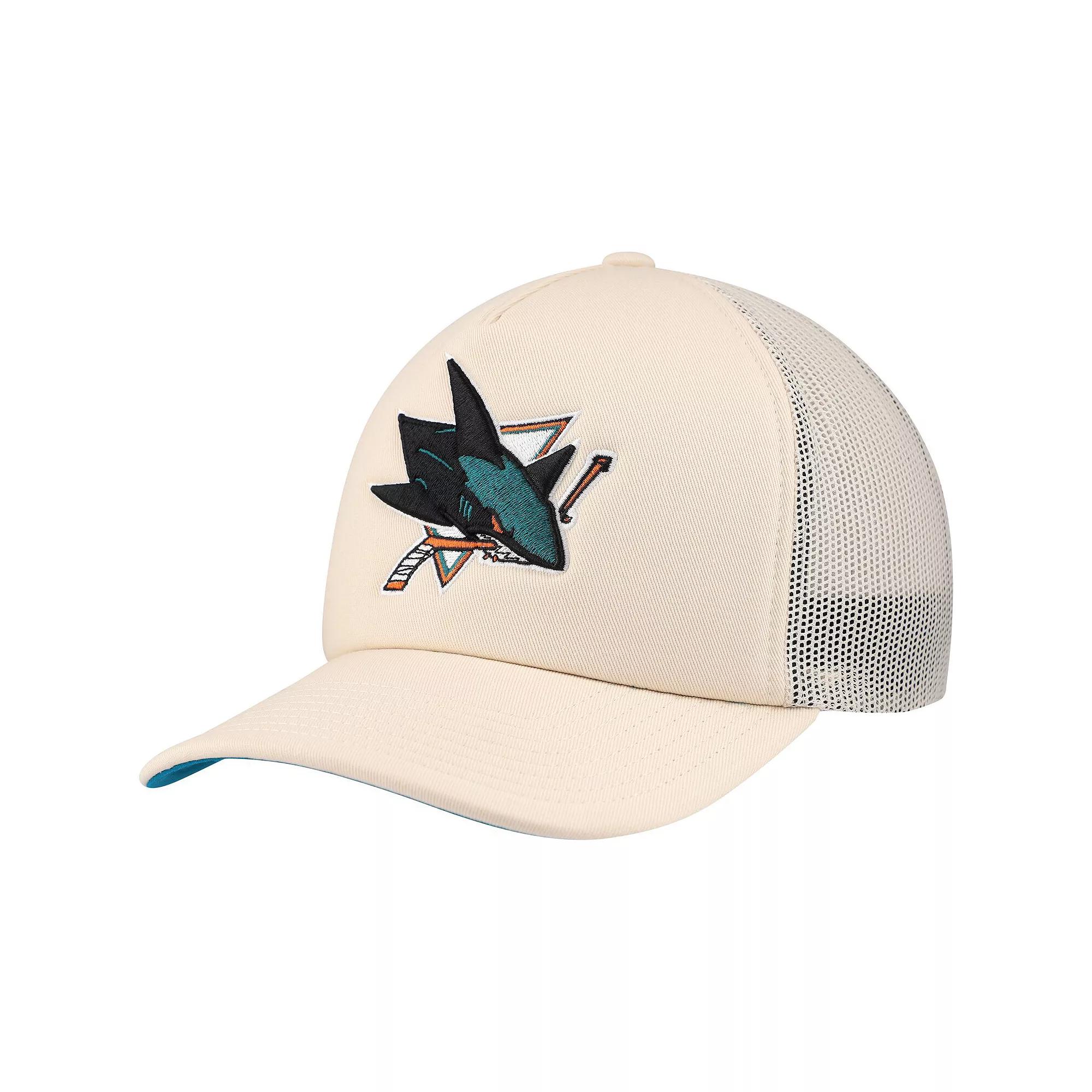 Men's Mitchell & Ness Cream San Jose Sharks Foam Front Trucker Adjustable Hat, Sks Beige Product Image