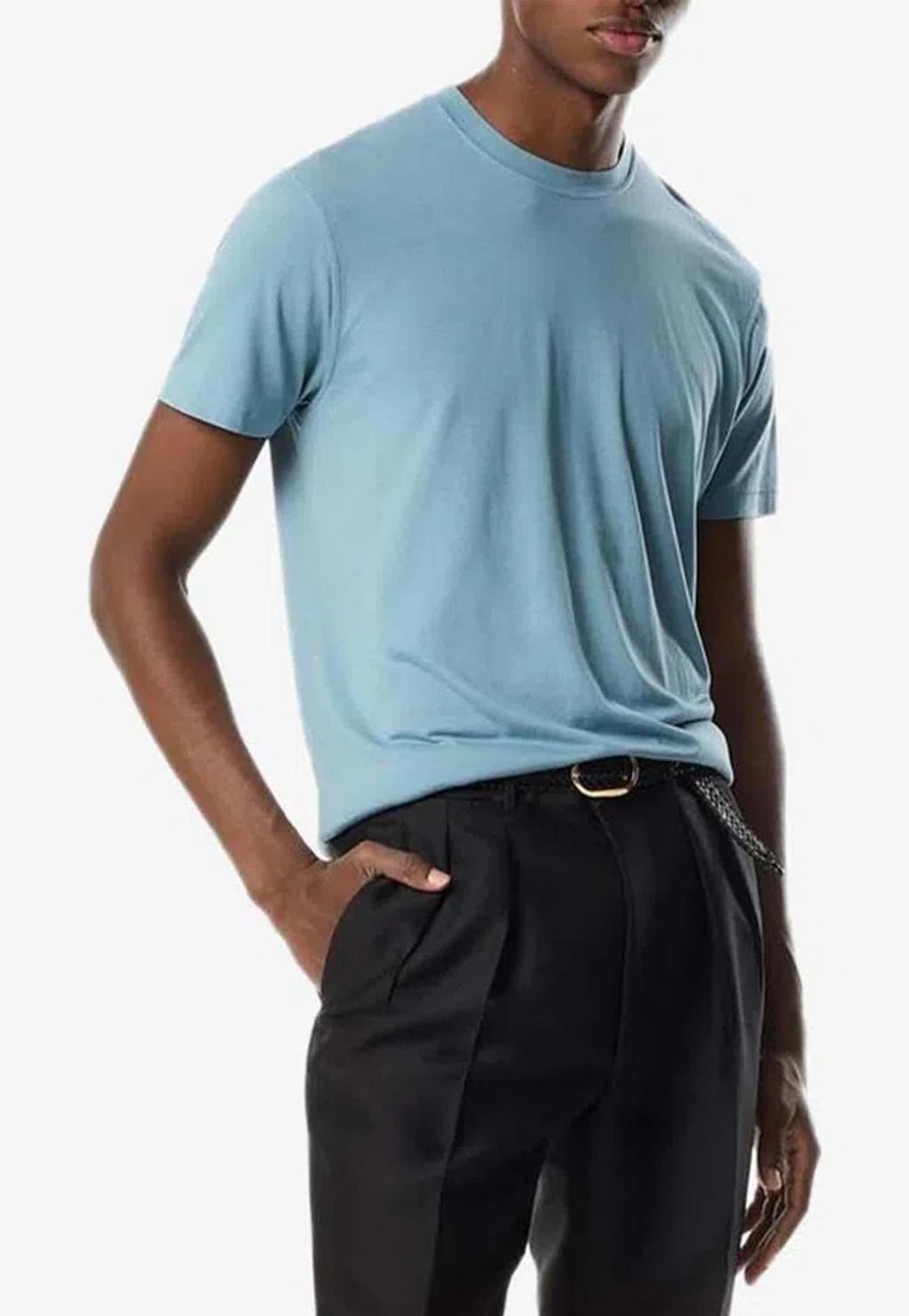 TOM FORD Classic Crewneck Short-sleeved T-shirt In Blue Product Image