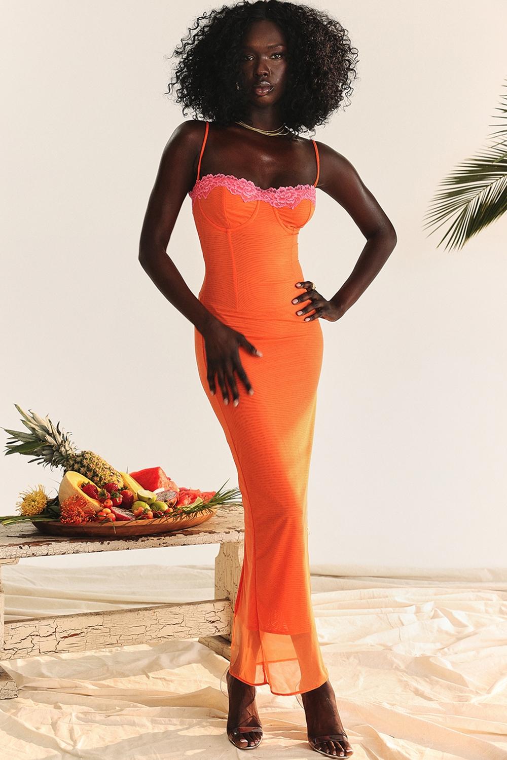 Aiza  flame orange maxi dress Product Image