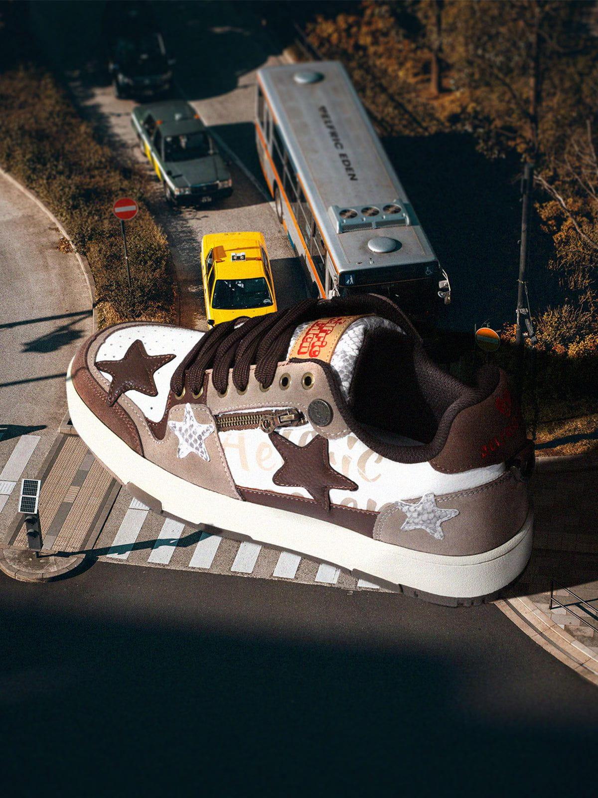 Starry Climb Vintage Star Patchwork Skate Shoes Product Image