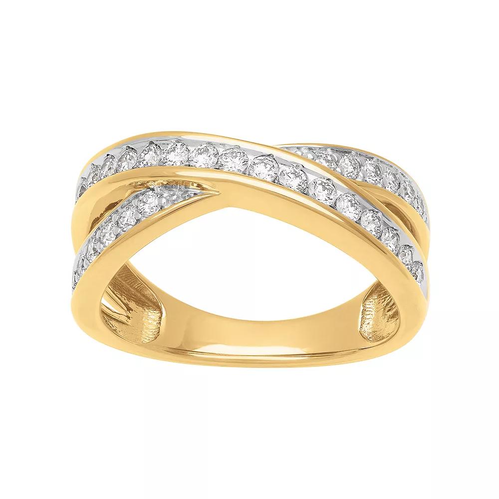 Love Always 18k Gold over Sterling Silver 1/2 Carat T.W. Lab-Grown Diamond Anniversary Band Ring, Women's, Size: 7, Gold Tone Product Image