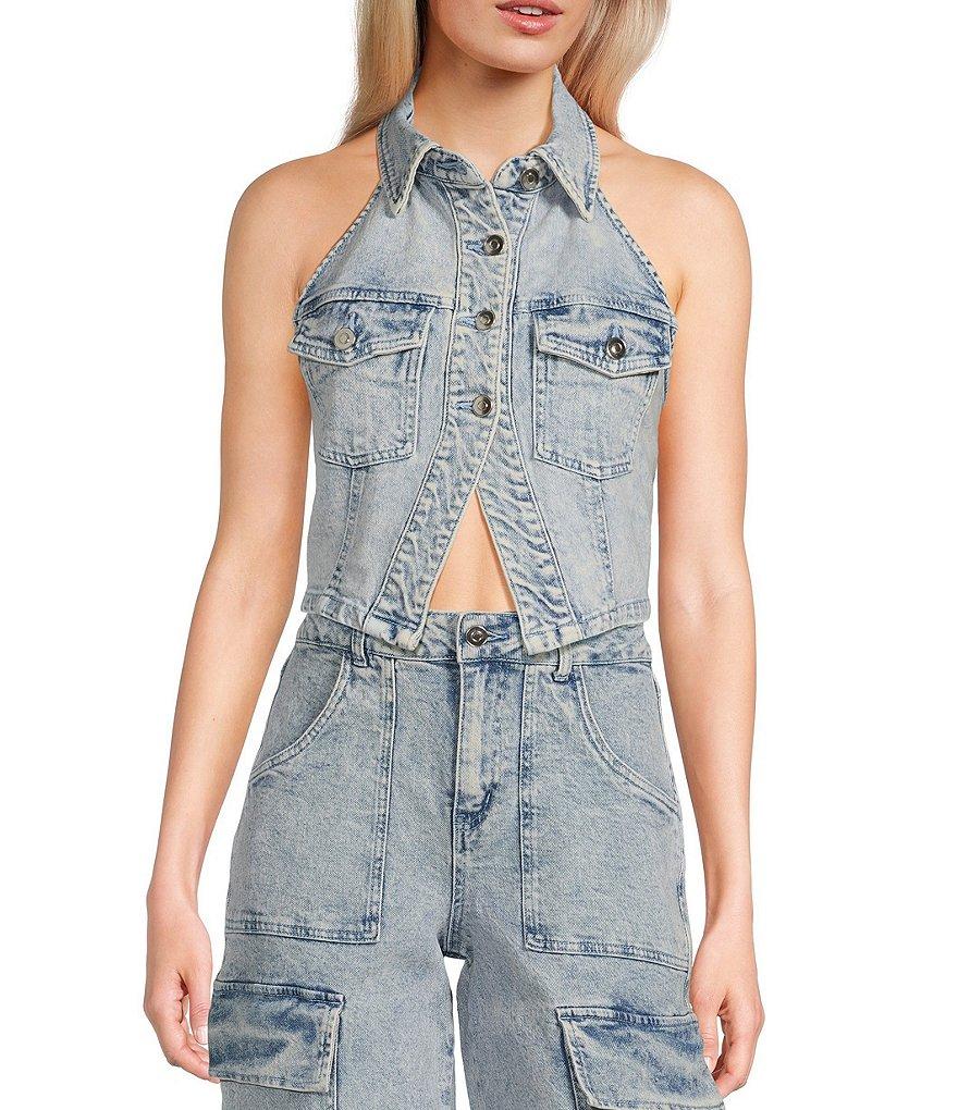 GB Denim Halter Vest Product Image