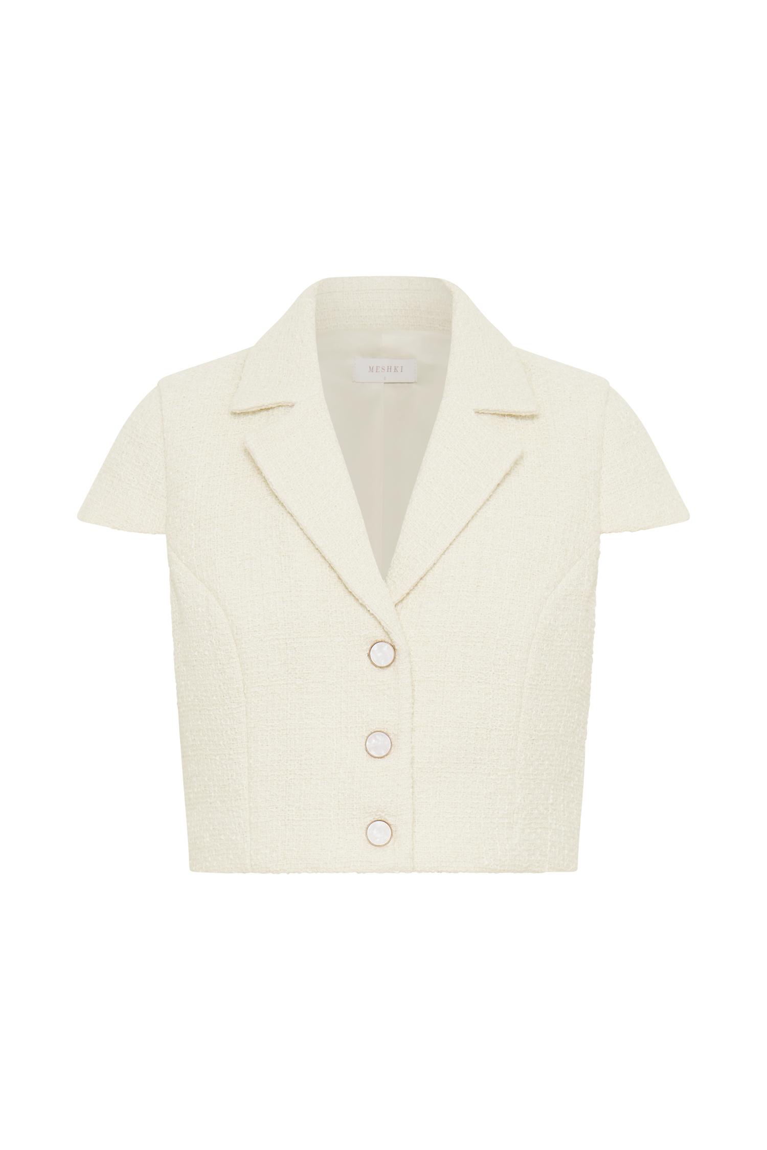 Parisa Boucle Button Up Top - Ivory Product Image