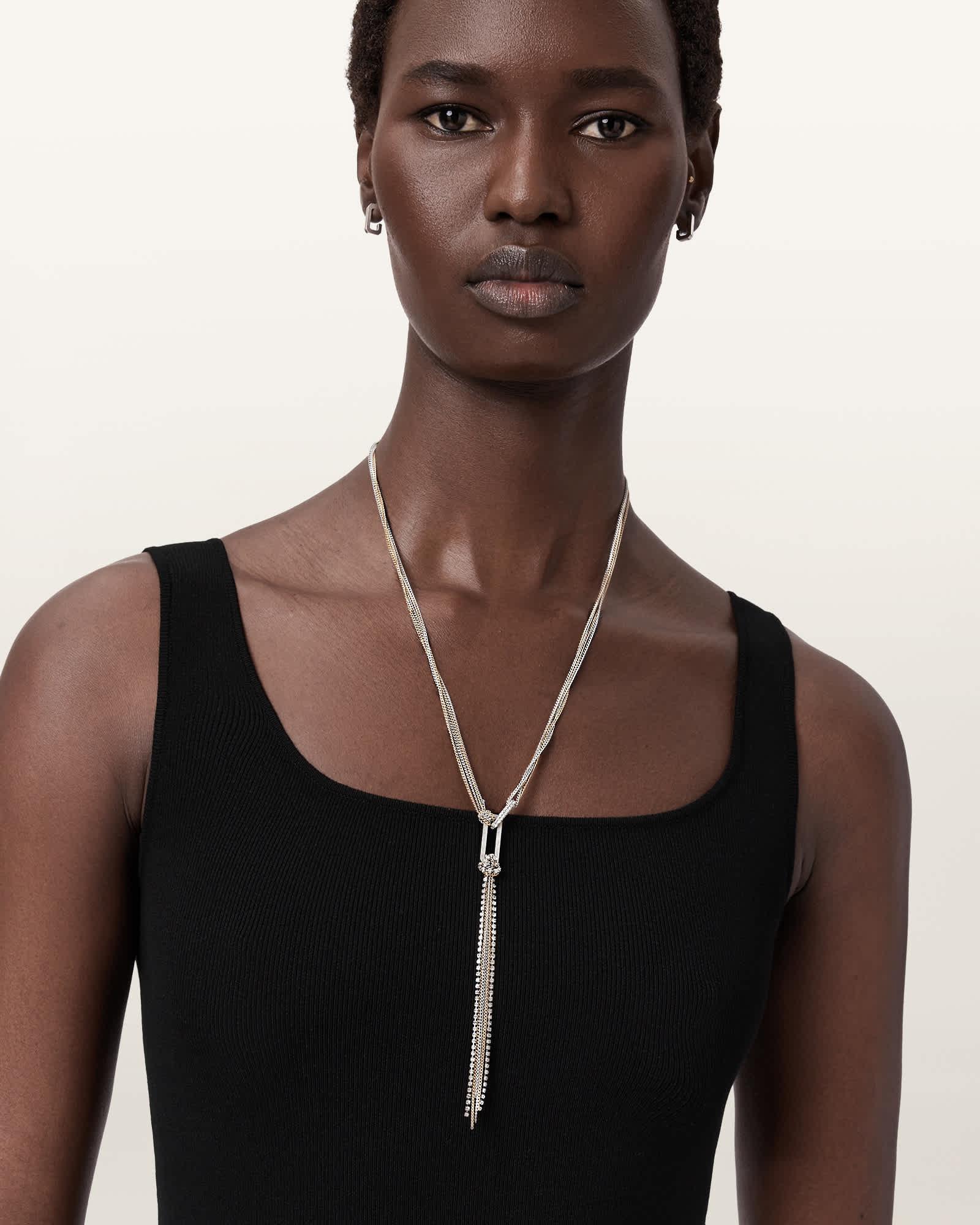 Lia Chunky Necklace WARM SILVER | ALLSAINTS US Product Image