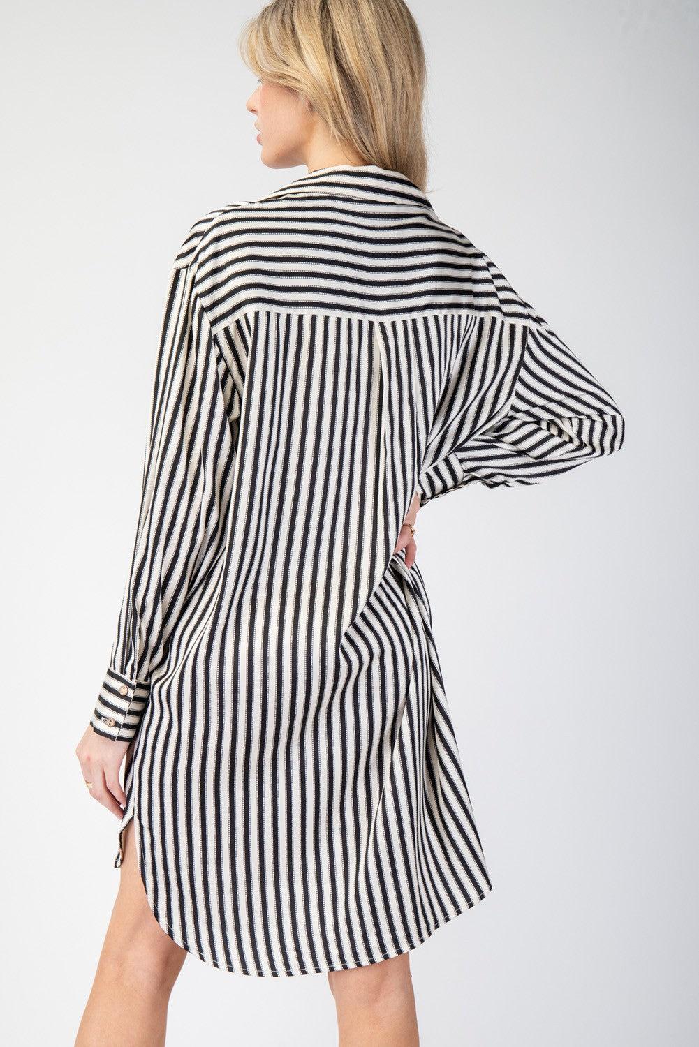 Stripe Printed Button Down Shirt Dress Product Image