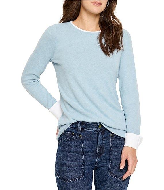 NIC + ZOE Cozy Cuffed Double Layer Round Neck Long Sleeve Top Product Image