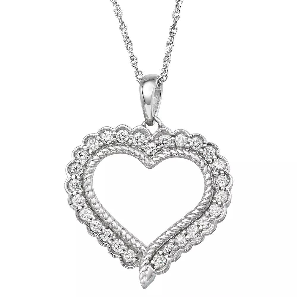 Jewelexcess Sterling Silver 1/2 Carat Diamond Heart Pendant Necklace, Women's, Size: 18" Product Image