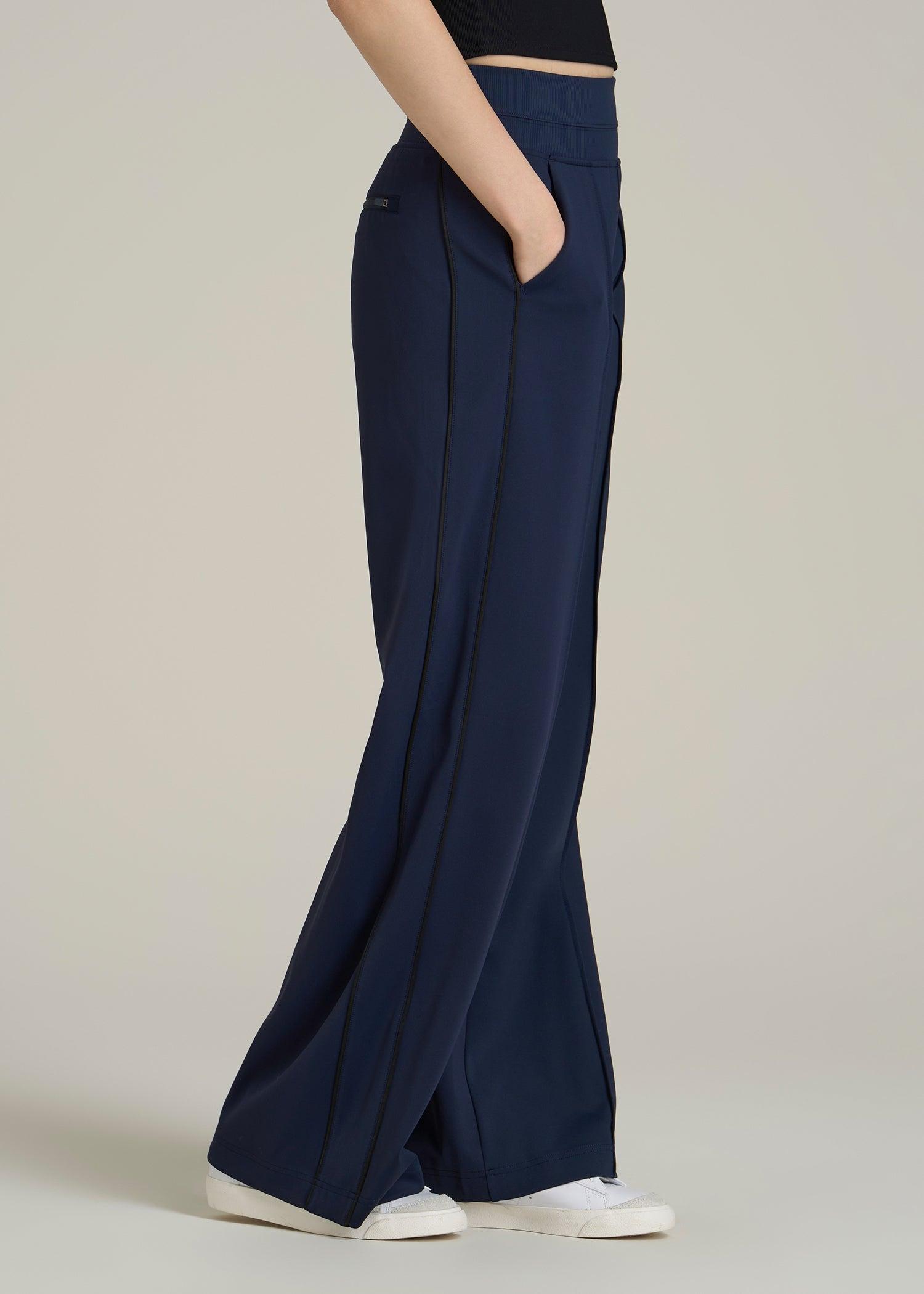 Track Pants with Piping for Tall Women in Navy Female Product Image
