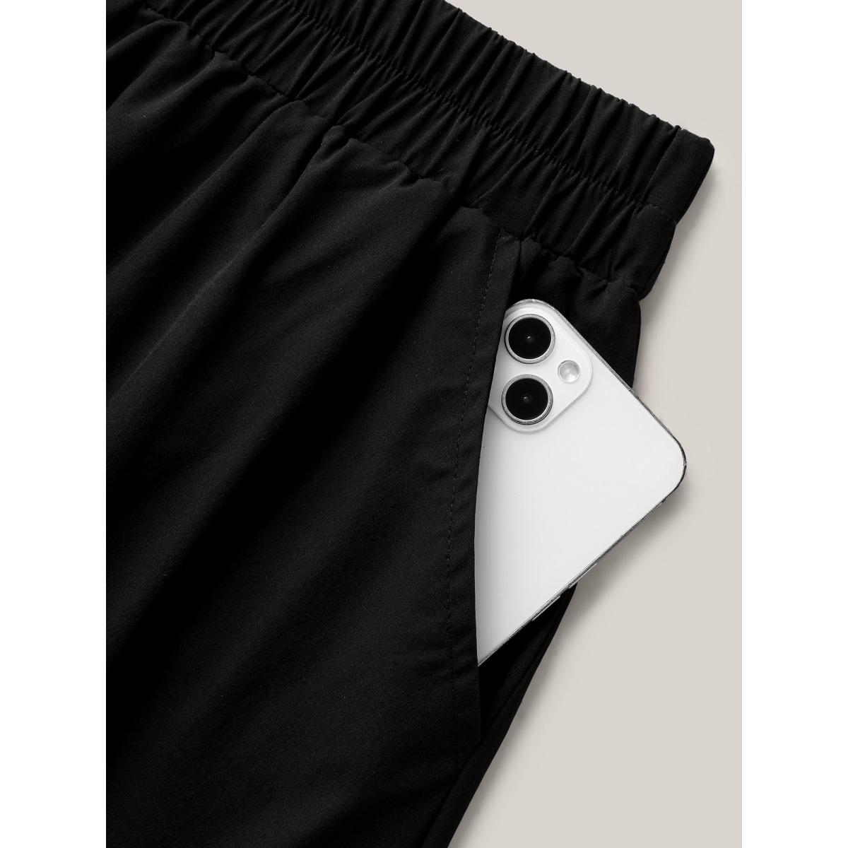 Plus Size Bubble Hem Stretch Waist Midi Skirt Women Black Loose Low stretch Side seam pocket Everyday-Casual Skirts BloomChic 18-20/2X Product Image