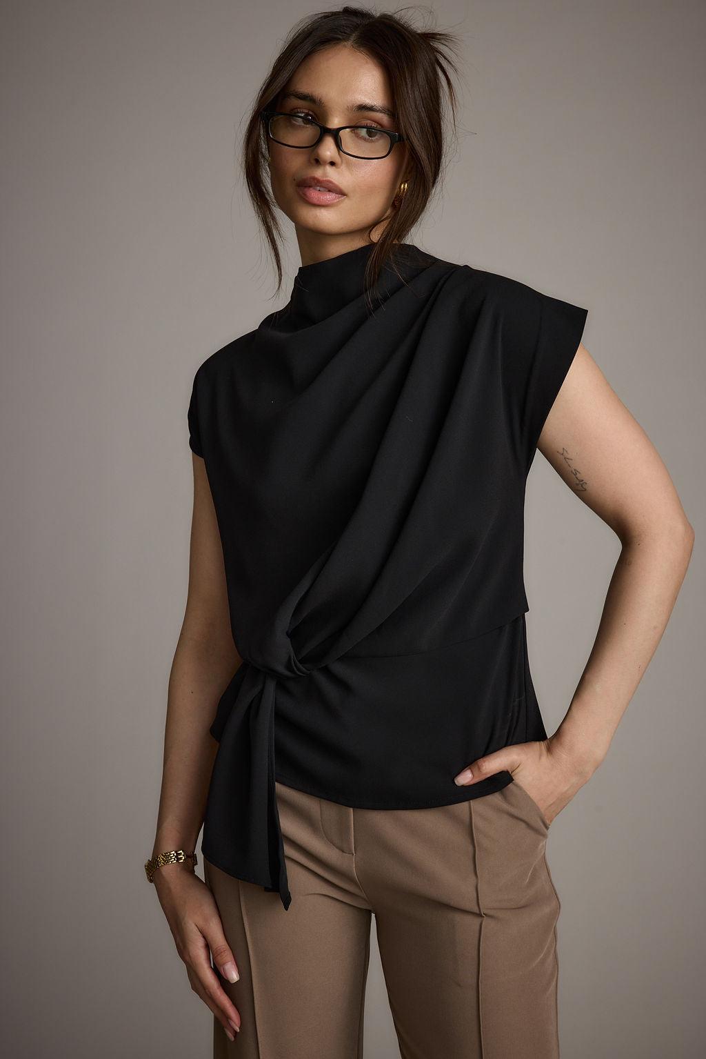 Atwood Black Twist Front Blouse Product Image