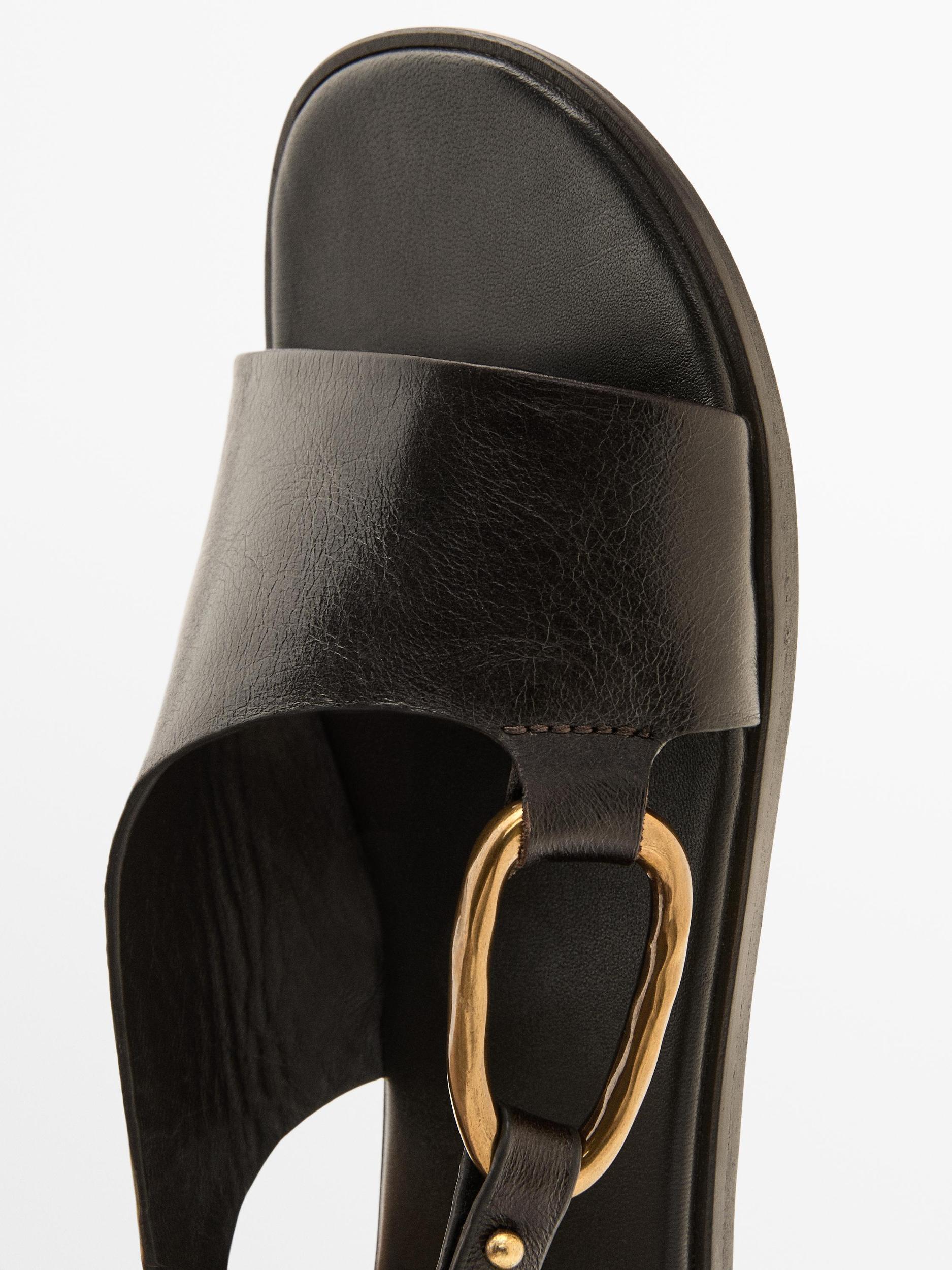 Leather sandals with ring detail Product Image