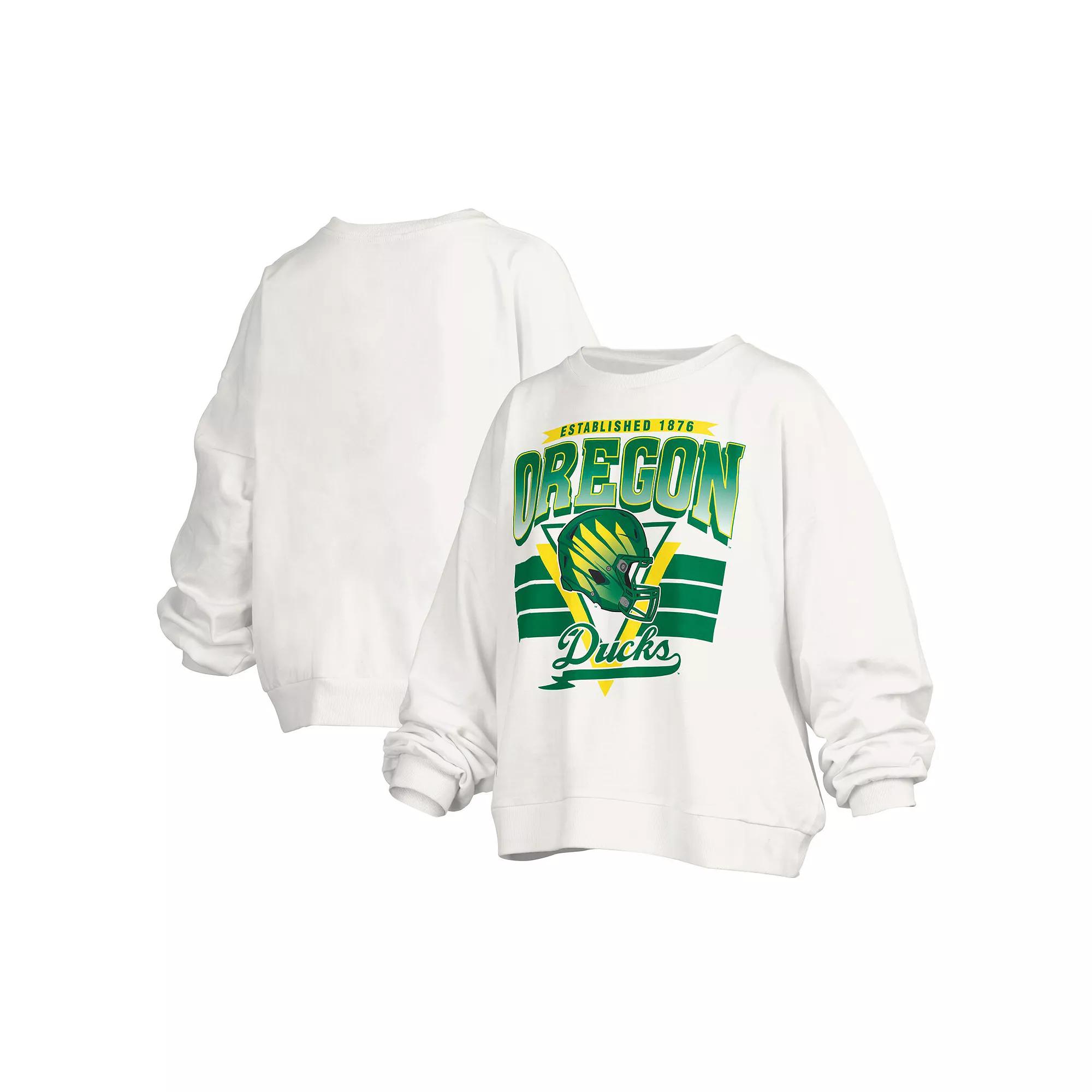 Women's Pressbox White Oregon Ducks Janice Retro Logo Over Product Image