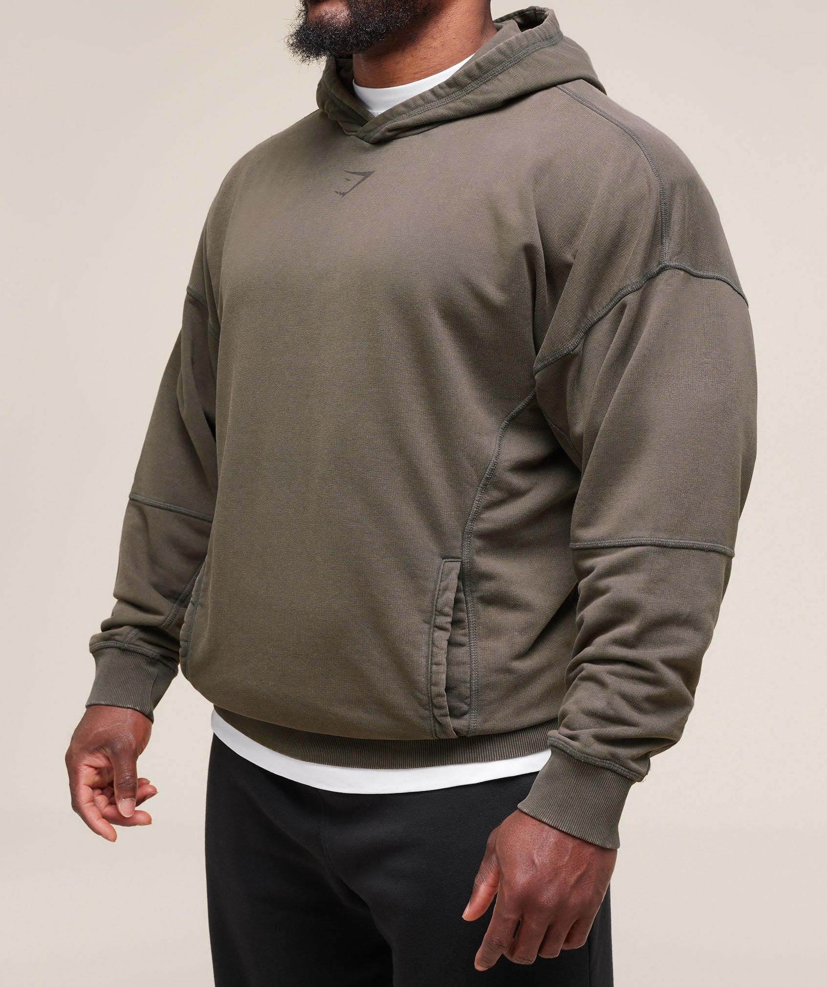 Gymshark Heritage Washed Hoodie - Strength Green Male Product Image