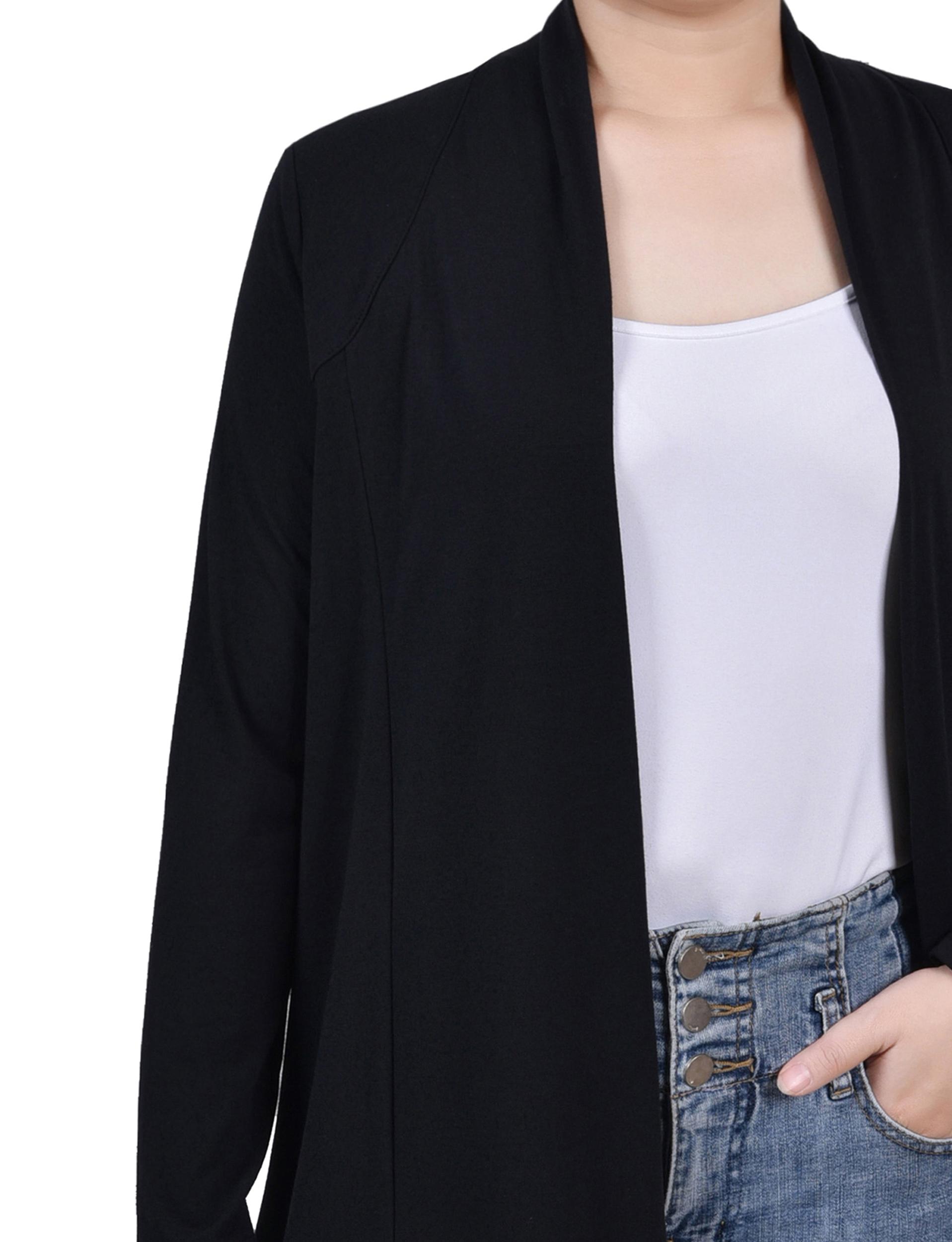Black Long Sleeve Collared Cardigan Product Image