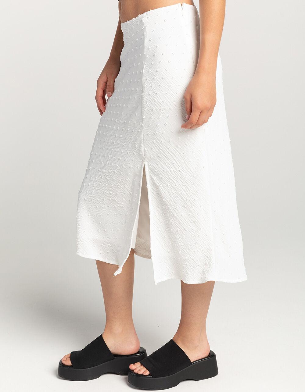 RSQ Mid Rise Clip Dot Womens Midi Skirt - WHITE Product Image