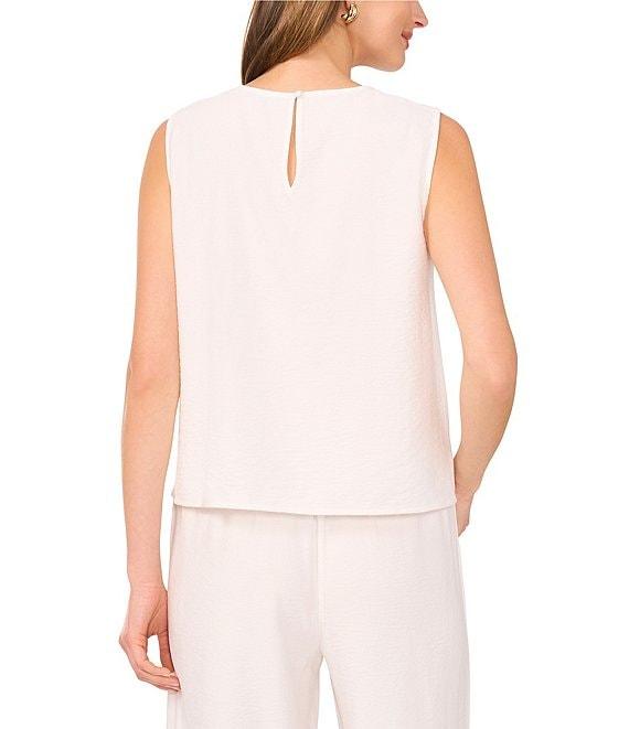 Vince Camuto Woven Crew Neck Sleeveless Coordinating Embroidered Cutout Tank Product Image
