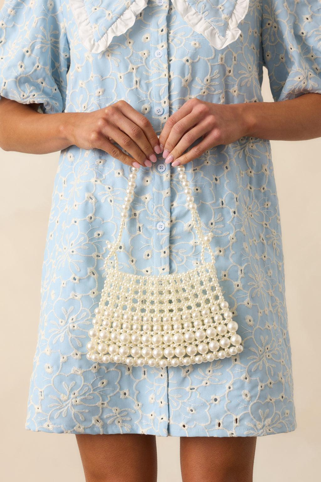Dainty Elegance Ivory Faux Pearl Beaded Mini Handbag Product Image