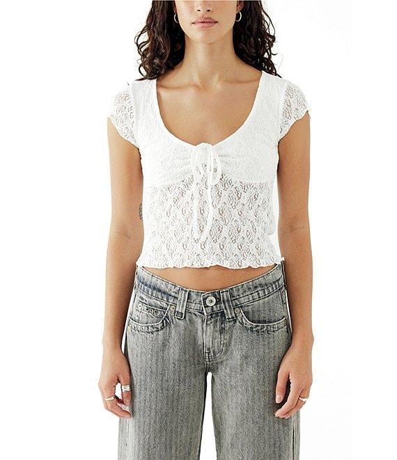 BDG Urban Outfitters Quinn Lace Cap Sleeve Top Product Image