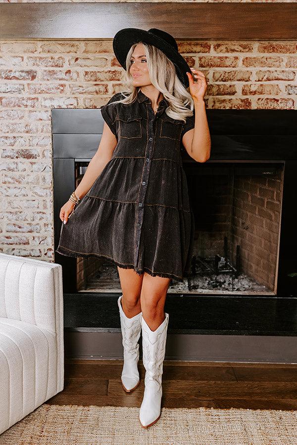 Kaleidoscope Ways Mineral Wash Mini Dress In Black Product Image