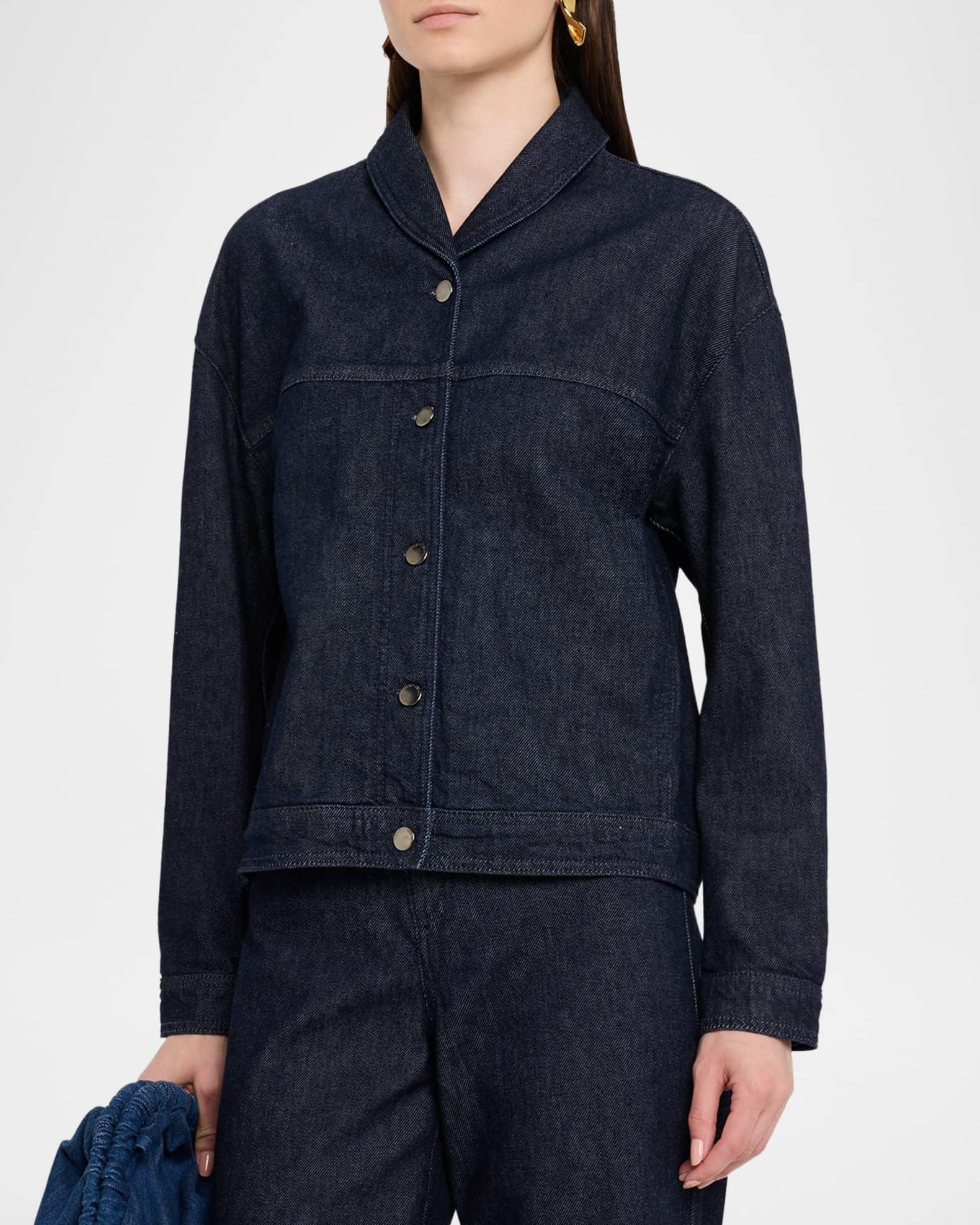 Shawl-Collar Cotton Denim Jacket Product Image