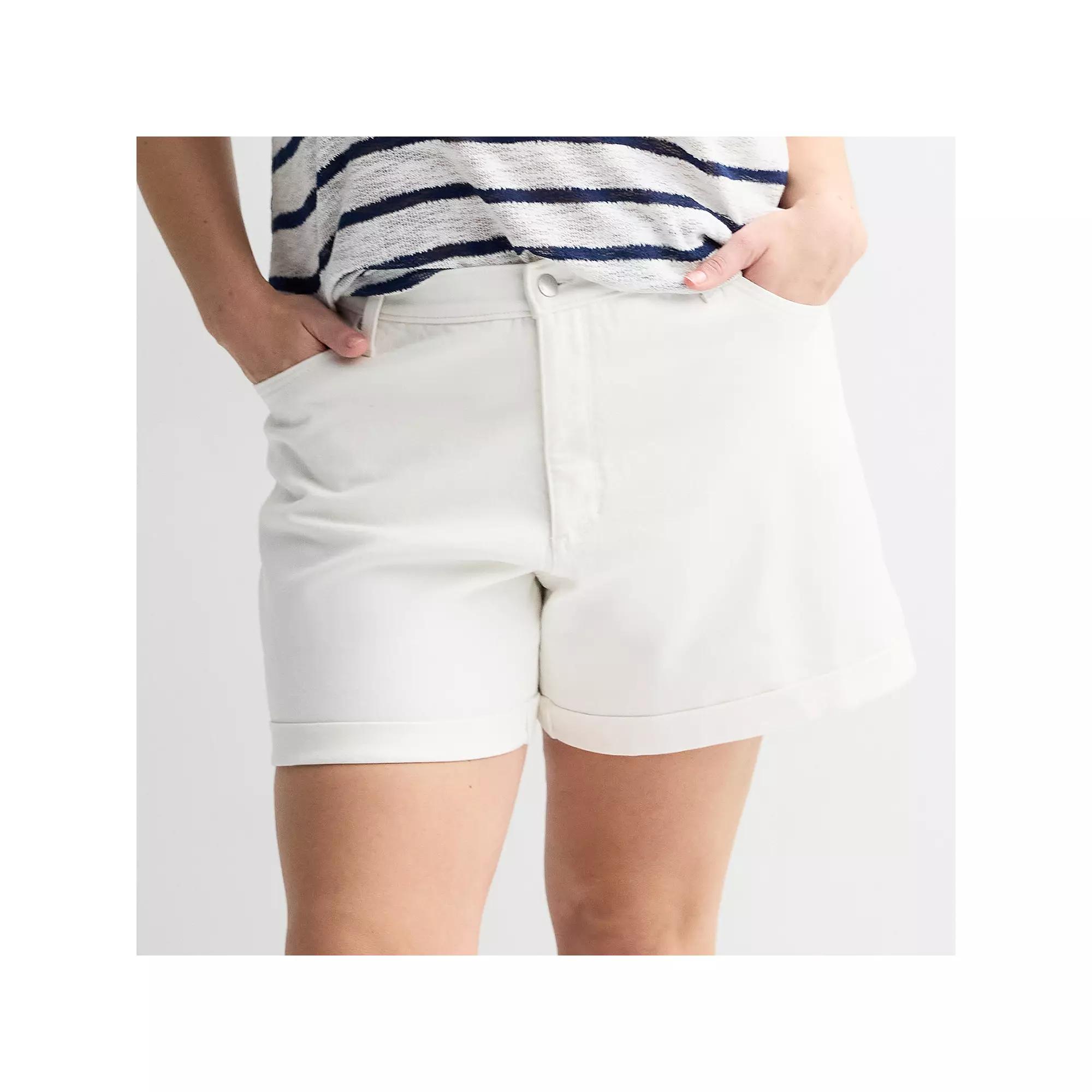 Plus Size Sonoma Goods For Life Curvy Mid-Rise Roll Cuff Shorts, Women's, Size: 14 W, Vital White Product Image