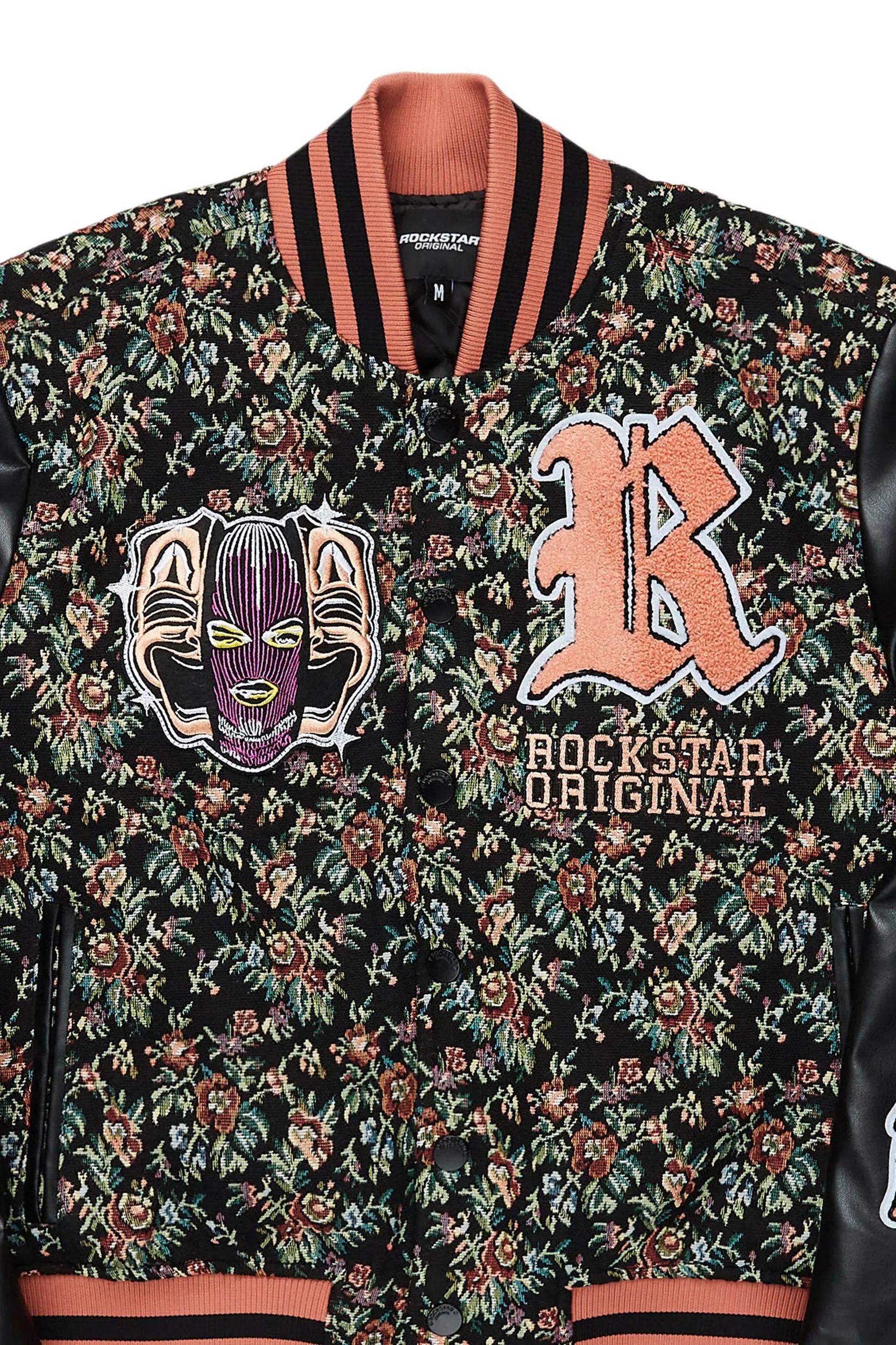 Lakiela Black Oversized Tapestry Varsity Jacket Female Product Image