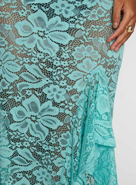 Bluemoon Lace Maxi Skirt Blue Product Image