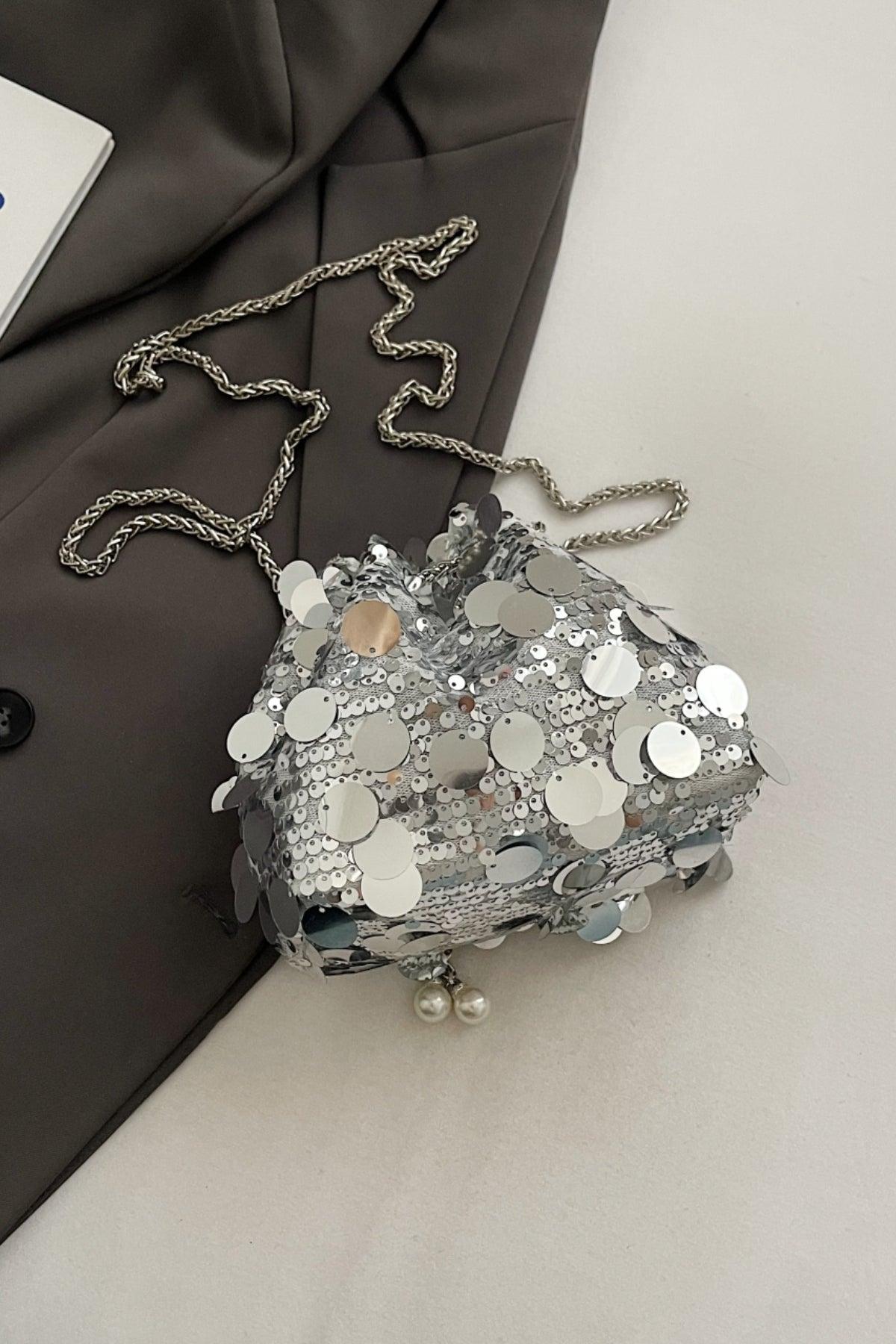 Drawstring Sequin Crossbody Bag Product Image
