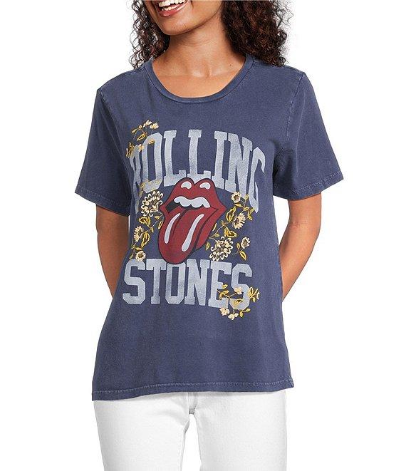 Lucky Brand Knit Rolling Stones Crew Neck Short Sleeve Boyfriend Tee Product Image