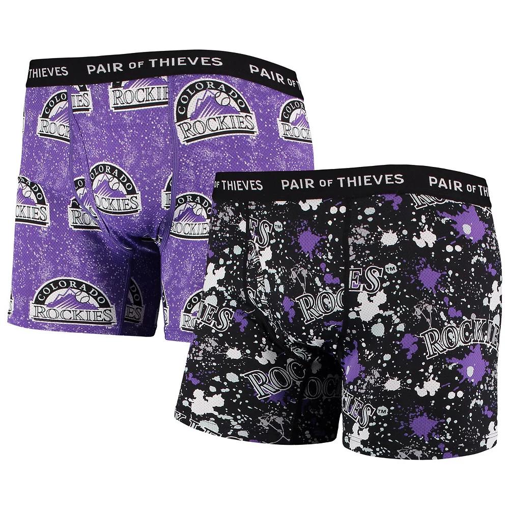 Men's Pair of Thieves Black/Purple Colorado Rockies Super Fit 2-Pack Boxer Briefs Set, Size: Small Product Image