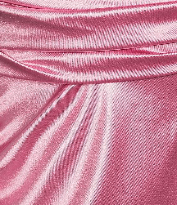 B. Darlin Satin Sweetheart Neckline Side Drape Long Dress Product Image